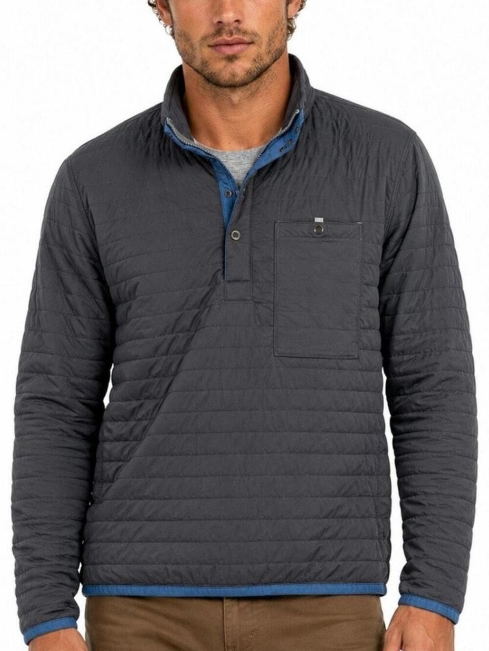 Relwen Windzip Popover Charcoal Quilted Insulated Jacket Men's Size L